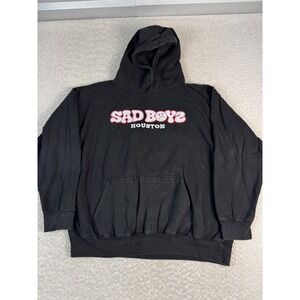 Sad Boyz Houston Hoodie Mens XL‎ Black Graphic Pullover Sweatshirt Cotton